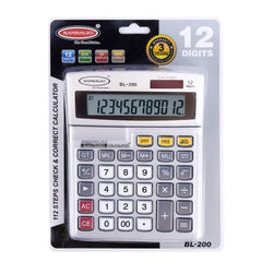 Bambalio 12 Digits Bl-200 Big Display Electronic Calculator With 3 Years Warranty | Solar Panel & 3 Years Battery Life