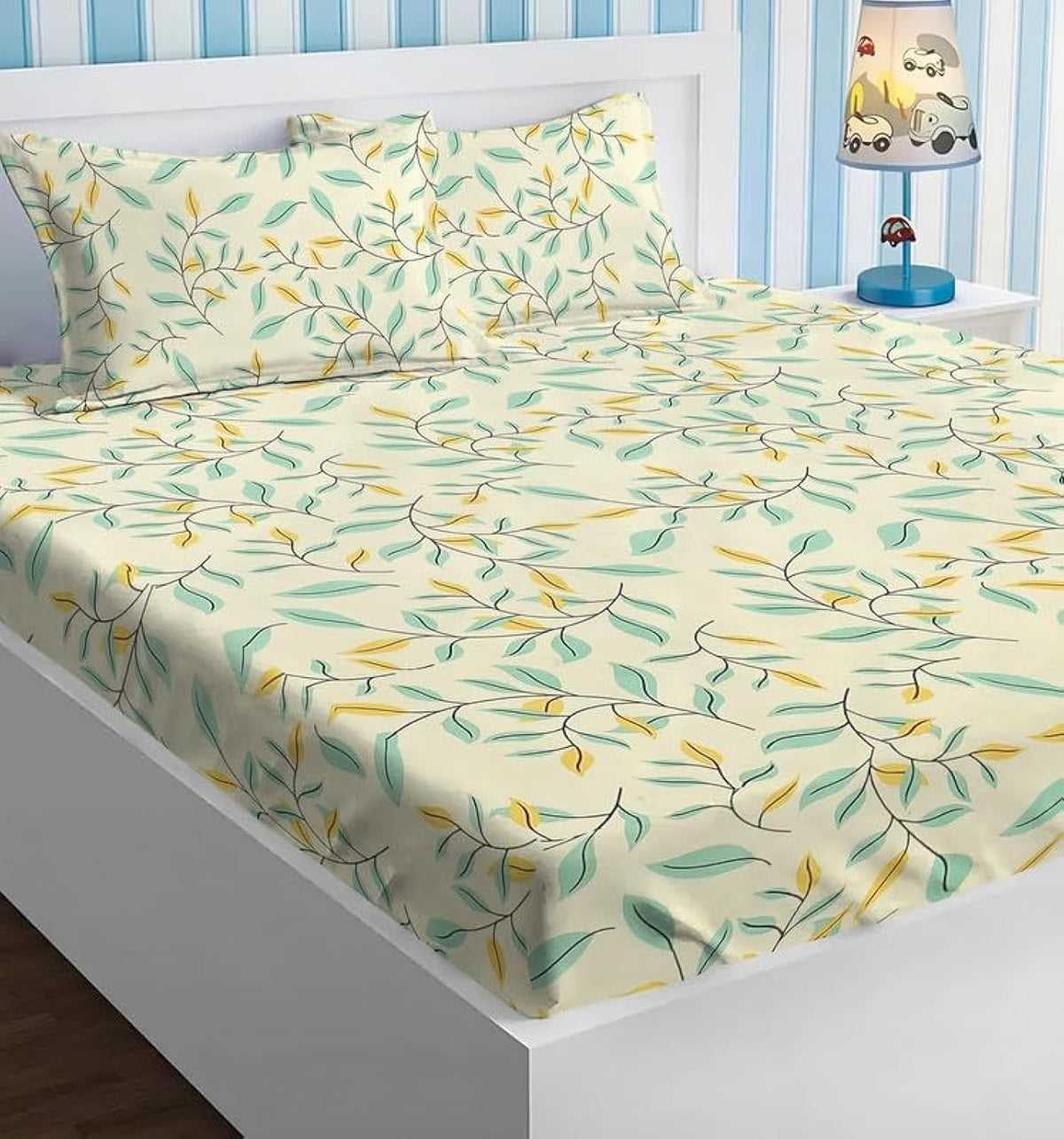 Cotton 1 Double Bedsheets With 2 Pillow Covers - 90 X 90 Inches, Cream | Double Bed Breathable & Wrinkle Free | Ultra Soft 180 Thread Count Super Soft