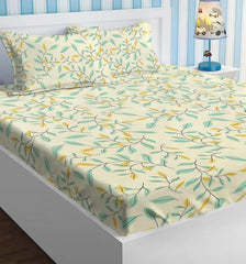 Cotton 1 Double Bedsheets With 2 Pillow Covers - 90 X 90 Inches, Cream | Double Bed Breathable & Wrinkle Free | Ultra Soft 180 Thread Count Super Soft