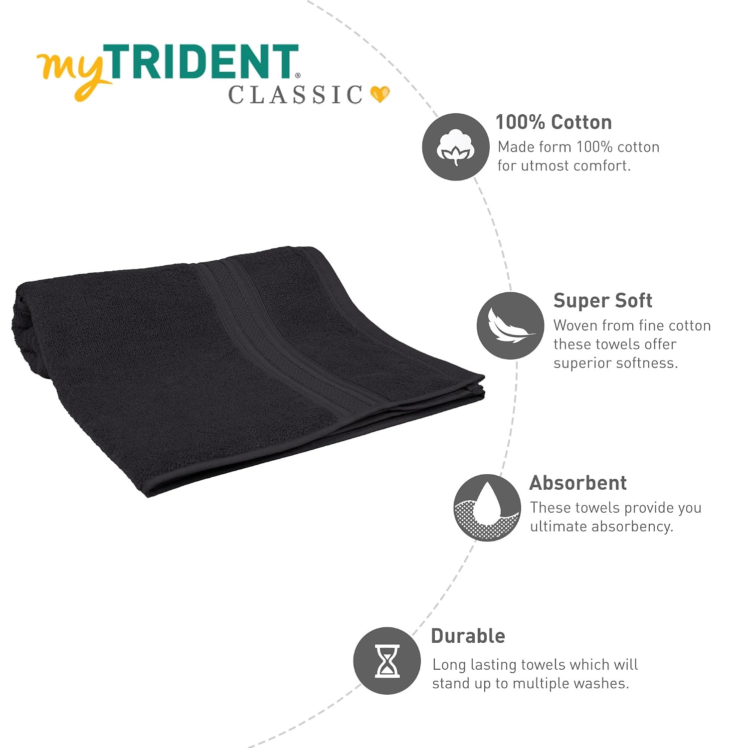 Mytrident Cotton Bath Towel 525 Gsm | For Men & Women Classic Towel 100% Cotton Bath Towel (Tornado Alley)