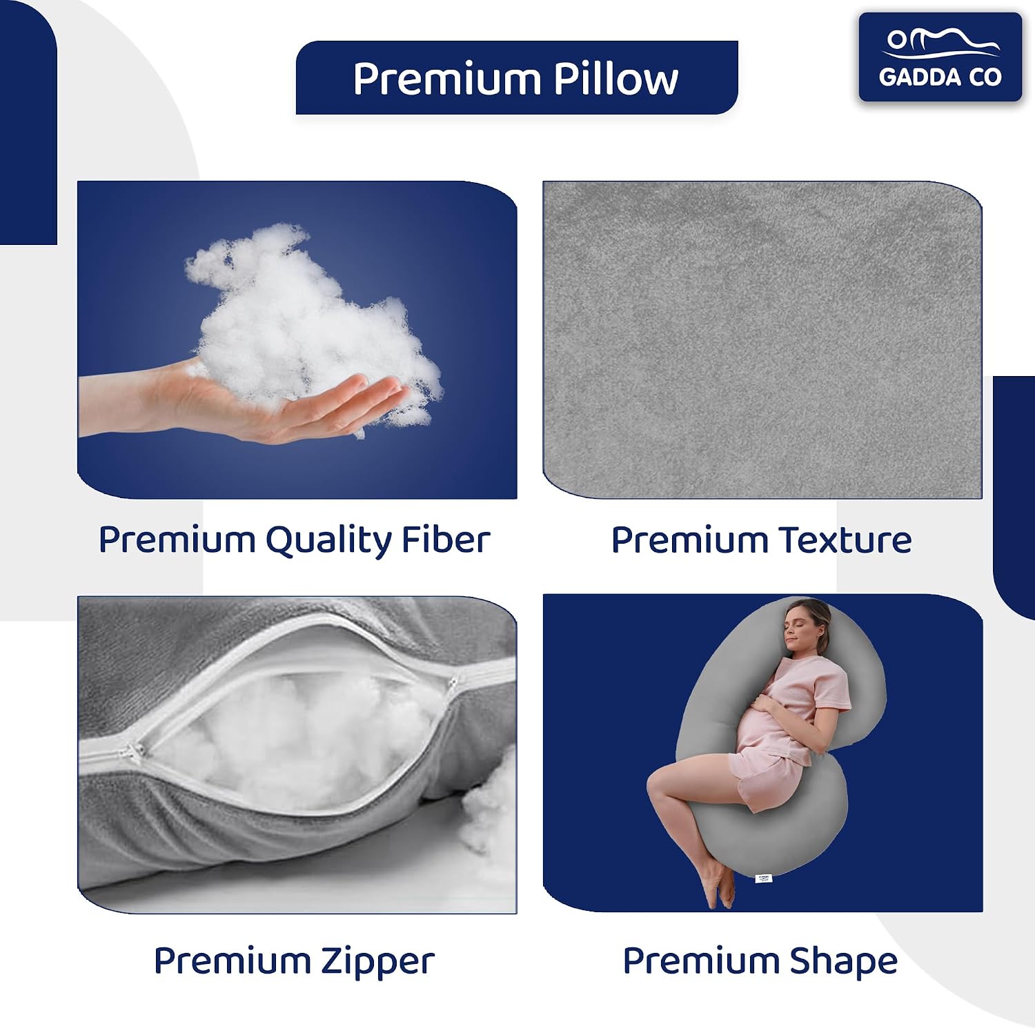 Pregnancy Pillows For Sleeping, C- Shape, Full Body Pillow & Maternity Support, Grey | For Back, Hips, Legs, Belly | For Pregnant Women With Removable, Washable Velvet Cover, Soft Pillow