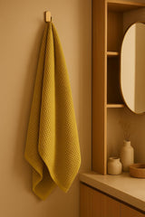 Drape&Luxe Gen-Z Towel Premium Waffle Cotton Bath Towel 600 Gsm | Super Soft & High Absorbency Towel, Quick Drying Large Size Towels (Buddha Gold) - Pack Of 1