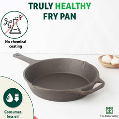 Super Smooth Black Cast Iron Fry Pan Or Skillet With Long Handle - Medium 25.4cm, 10 Inch, 1.9 Liters, 2.8 Kg | Induction Friendly, Nonstick Pre-Seasoned, 100% Pure & Toxin Free, No Chemical Coating