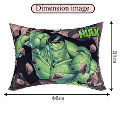 Polyester Marvel Hulk Print Pillow For Kids, Super Soft Pillow - 12x18 Inches | Soft Pillow Filler For Sleeping & Traveling | Easy To Carry - Ideal For Boys & Girls, Comfortable - 1 Pcs
