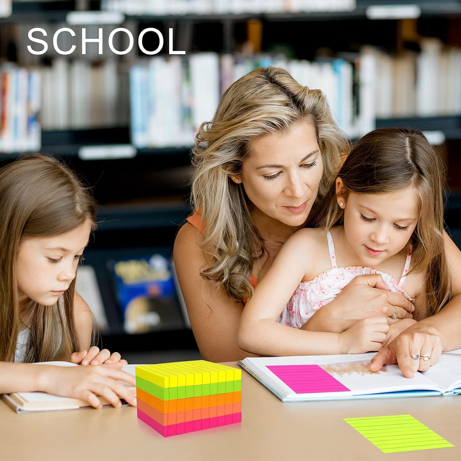 Transparent Sticky Notes, 50 Sheets Self Stick Lined Memos For School, Colors Bright - Yellow
