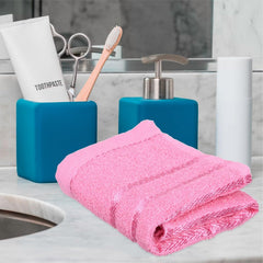 Kuber Industries Cotton Lining Design Face Towel 550 Gsm (Pink) -4 Piece