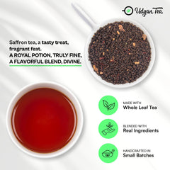 Udyan Tea Saffron Chai - 250gm, 8.8 Ounce | Premium Whole Leaf CTC Tea With Saffron & Natural Spices - Traditional Indian Spice Chai Latte | High Caffeine Tea Leaf
