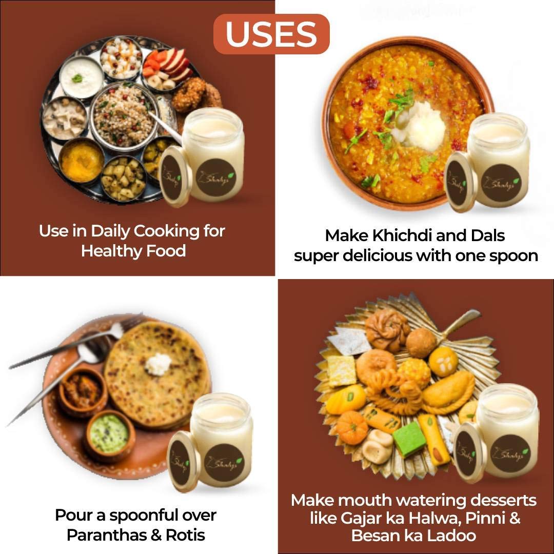 Pure Murrah Buffalo A2 Desi Ghee By Shahji | High In Protein Fiber & Nutrients Healthy Desi Ghee For Bakes Cookies | (500ml) 16.9 Ounce | Jar Pack