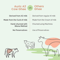 Pure A2 Desi Cow Ghee By Auric | Healthy & Delicious Desi Ghee For Daily Pooja & Daily Kitchen Dishes | 1 Litr (500ml * 2) 33.8 Ounce | Jar Pack
