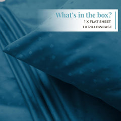 100% Cotton Flat Bedsheet Single Bed With 1 Pillow Covers - 60 X 90 Inches, Blue | Stylish & Traditional Bedsheet - Bed Sheet For Single Bed