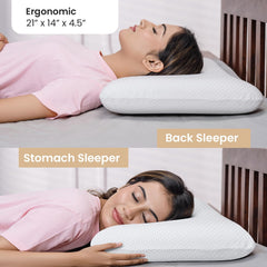 Ergonomic Memory Foam Pillow, Orthopedic Pillow For Neck Pain Relief - 4.5 Inch | Back Support With Removable Washable Cover, Shoulder Pain, Spondylitis | Neck Support - Pack Of 1