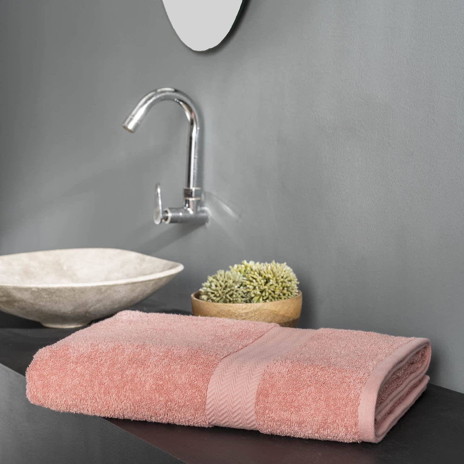 Ddecor Live Beautiful 100% Cotton Bath Towel 500 Gsm | Large Size Bath Towel Soft & Absorbent For Men & Women (Peach)