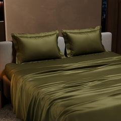 Premium Bedding Set King Size Bedsheet With 2 Pillow Covers | 90 X 108 Inches, Olive | Ultimate Comfort, Breathable - Wedding Gift For Couples