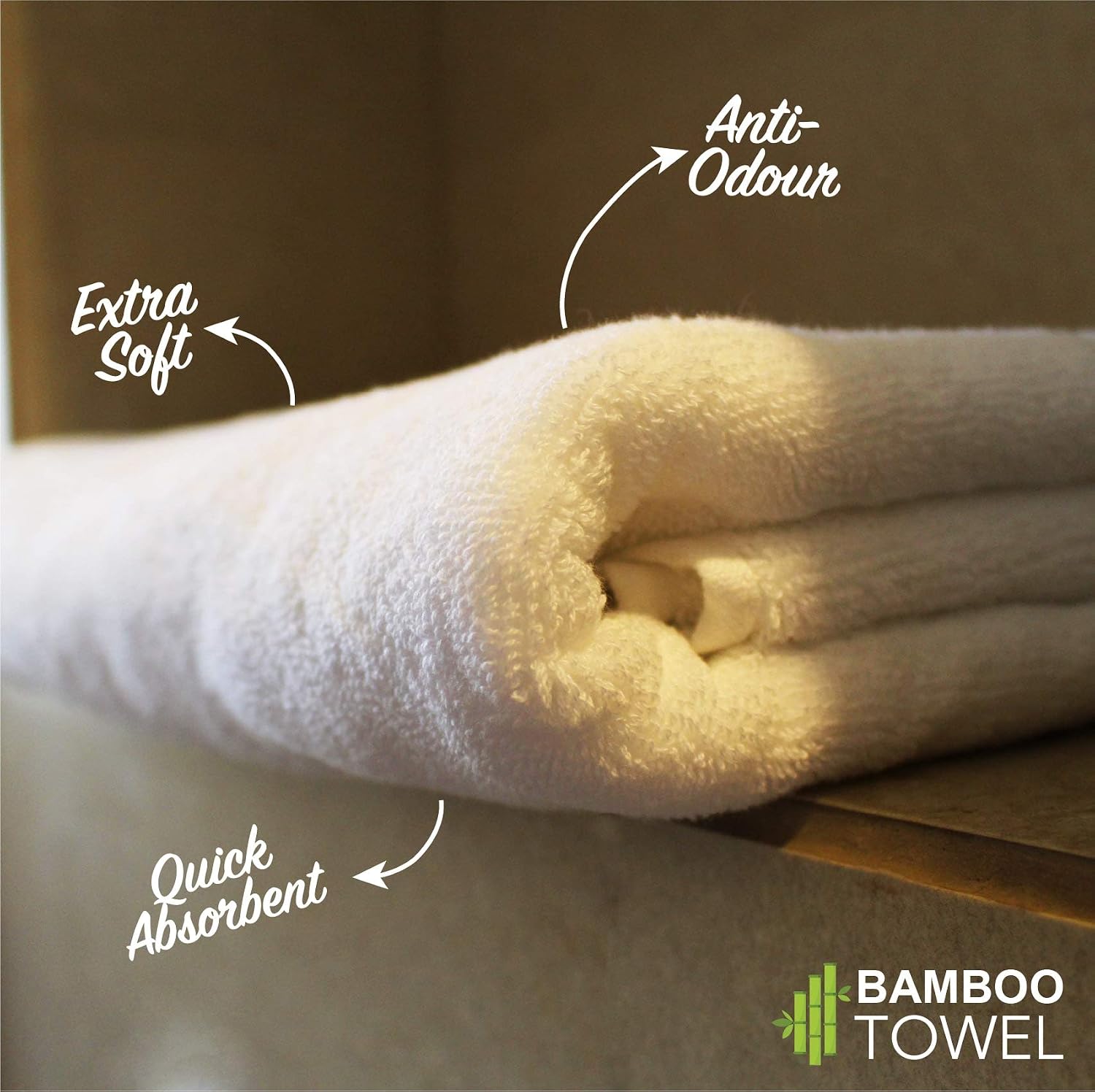 Heelium Bamboo Bath Towel 600 Gsm | Ultra Absorbent 3x Softer Than Cotton Towels - White