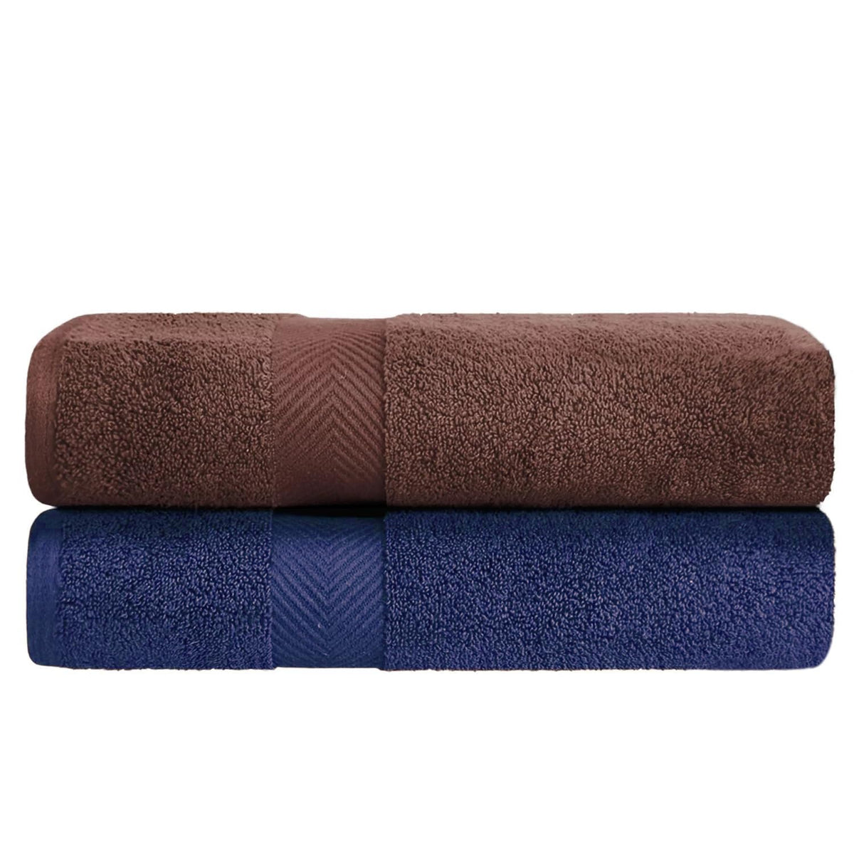 Fresh From Loom Luxury Edition Egyptian 100% Pure Cotton Bath Towel 1200 Gsm | High Water Heavy Soft Dual Stitched Bath Towel (Coffee & Blue) - 2 Pcs
