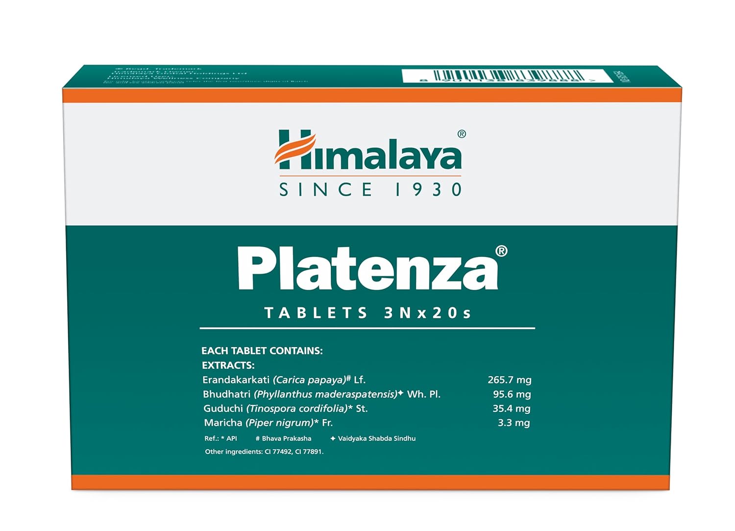 Himalaya Healthcare Platenza Tablet With Carica Papaya Complex, Manages Low Platelet Count | 20  Tablets