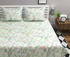 Soft Cotton King Size Bedsheet For Double Bed With 2 Large Size Pillow Covers | 108 X 108 Inches, Mint Green - Ultra Soft, Breathable, Softness | All Season, Summer, Winter
