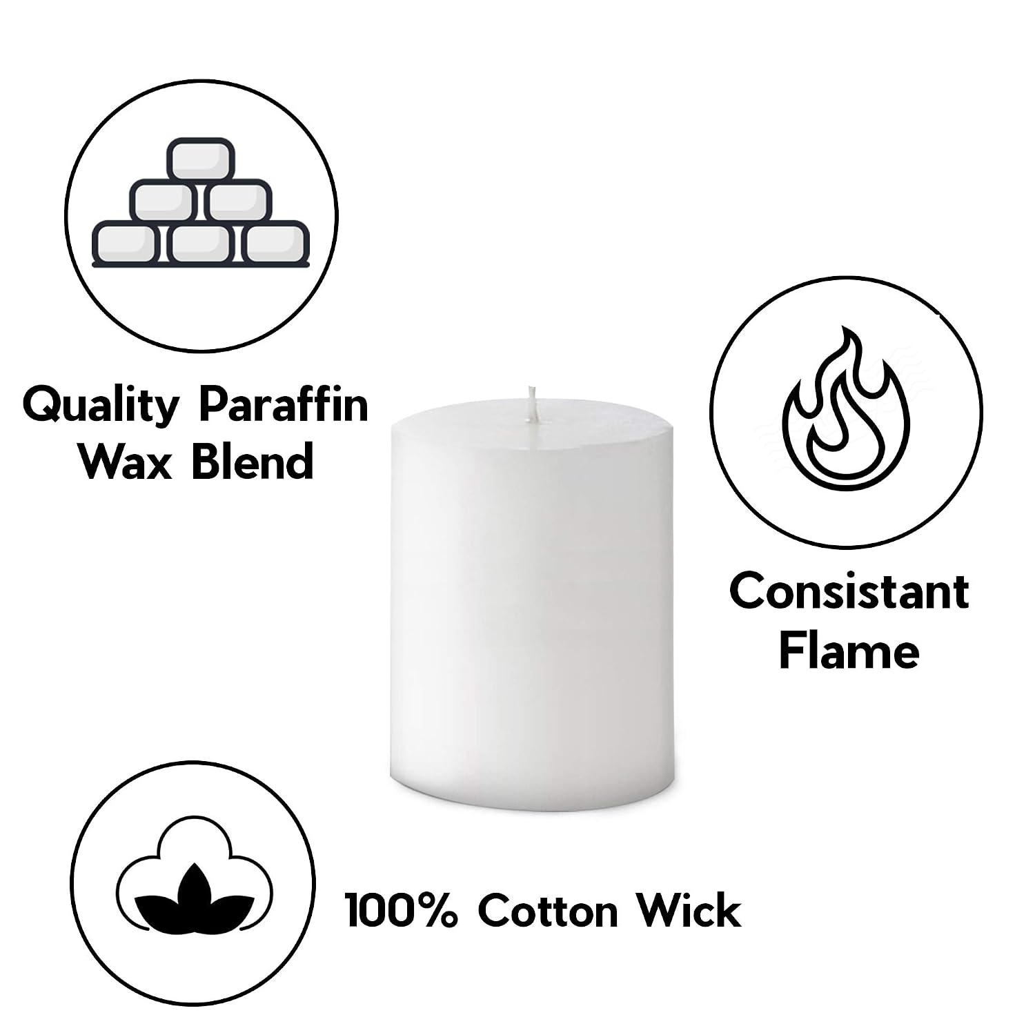 WHITE PILLAR CANDLES 4 INCH | PERFECT FOR CELEBRATION &DAILY USE CANDLE SET OF 6