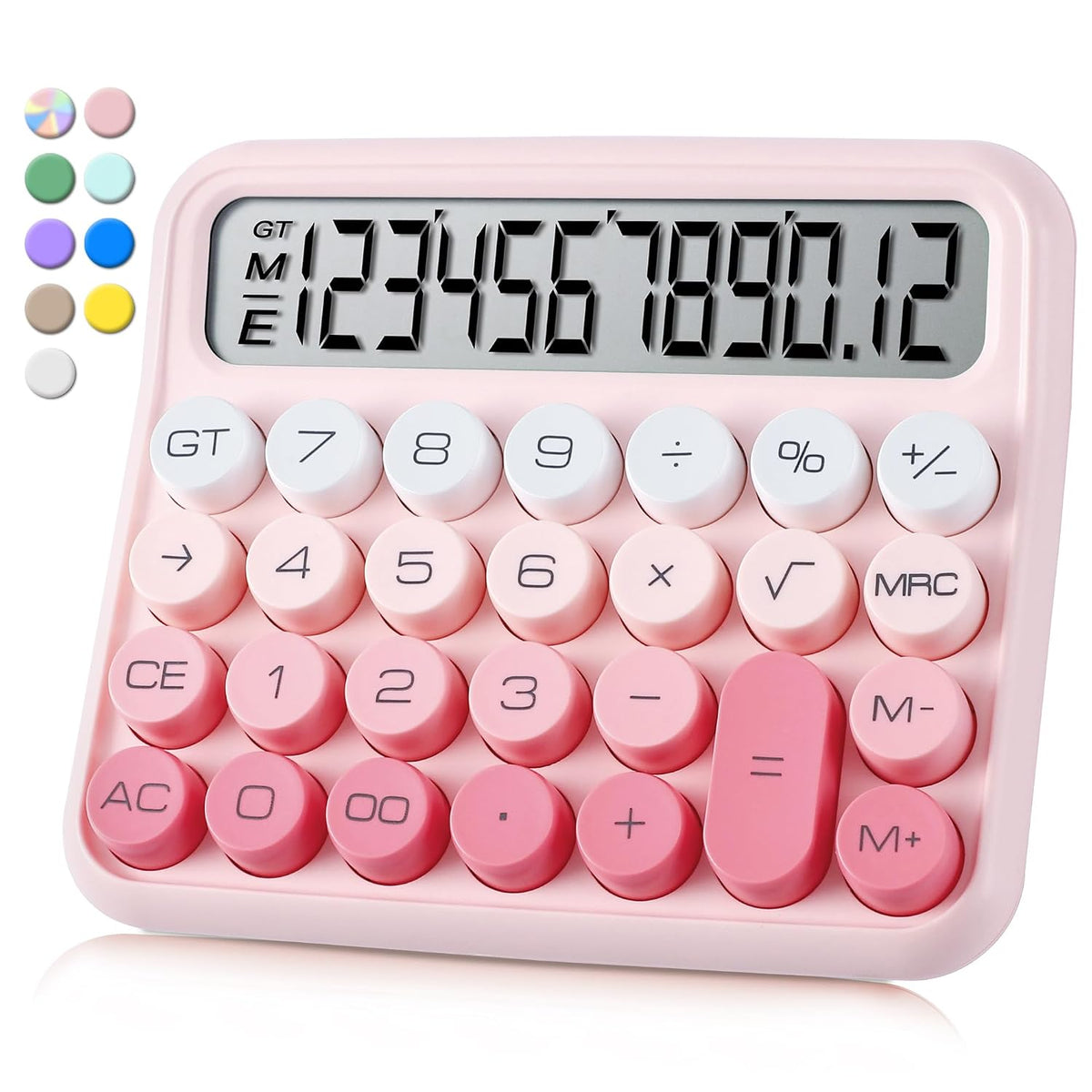 Vewingl Mechanical Switch Calculator Cute 12 Digit Large LCD Display And Buttons, Calculator With Large LCD Display Great For Everyday Life And Basic Office Work. With Battery