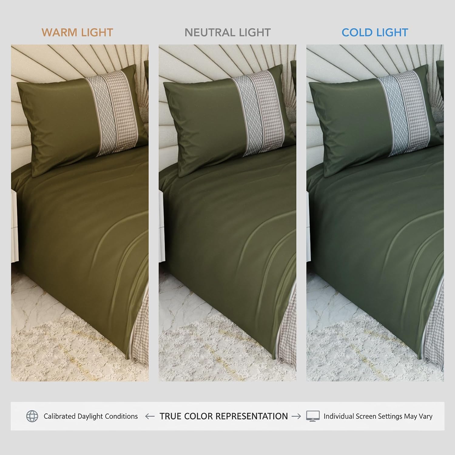 Bedsheet For Super King Size Bed With 2 Matching Pillow Cover - 108 X 108 Inches, Olive | Ideal For Healthy Skin & Hair | 100% Premium Fabric Is Lightweight, Soft & Comfortable