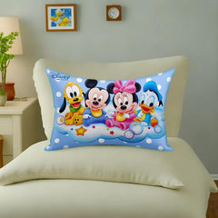 Soft Microfiber Pillow, Small Pillow For Kids, Sky Blue, Size - 12 X 18 Inch | Disney Mickey Print Sleeping Pillow For Kids, Bed Pillow | Suitable For All Sleepers, Multipurpose - Pack Of 2