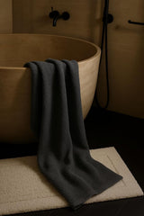 Drape&Luxe Gen-Z Towel Premium Waffle Cotton Bath Towel 600 Gsm | Super Soft & High Absorbency Towel, Quick Drying Large Size Towels (Black) - Pack Of 1