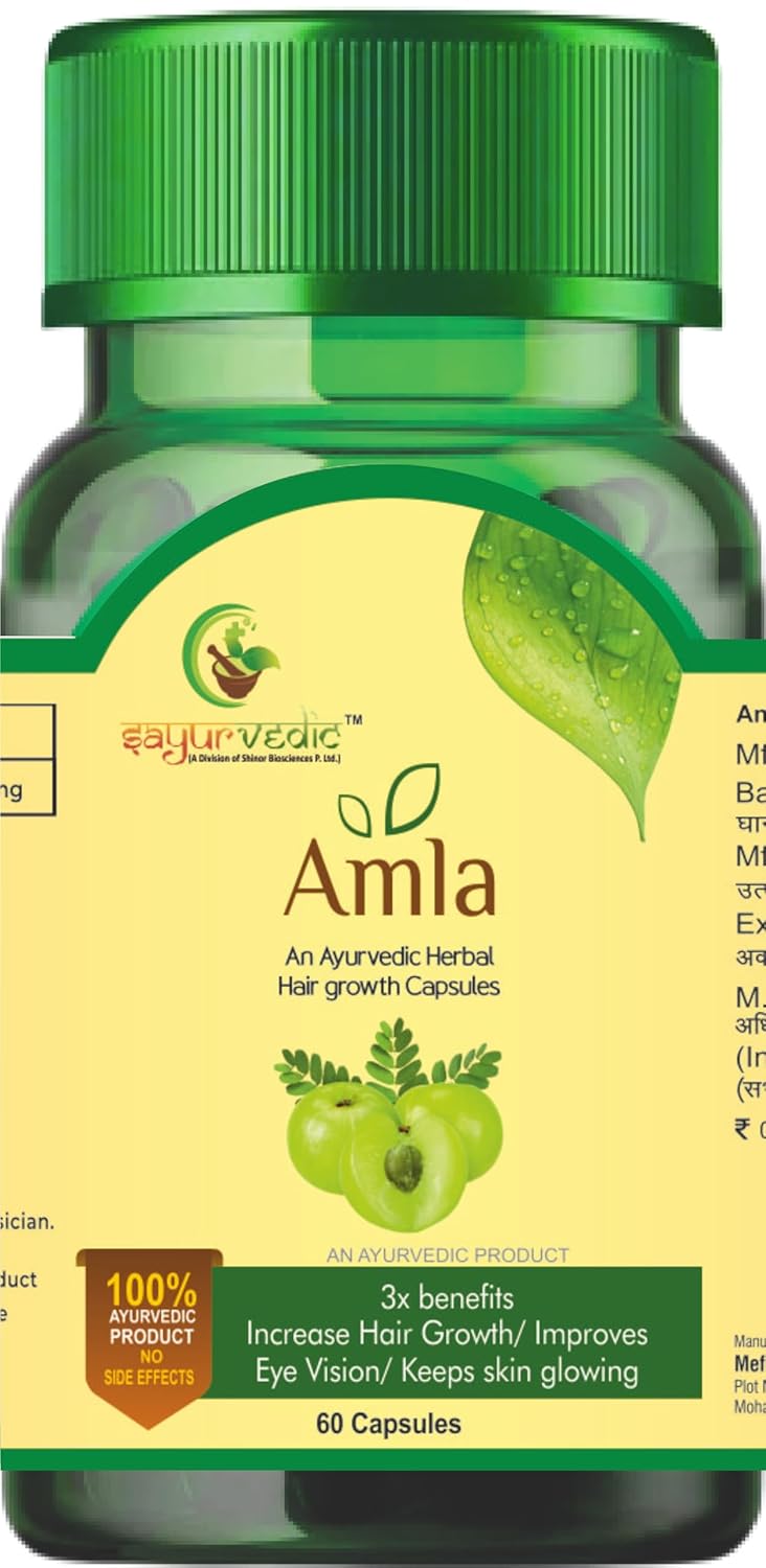 Sayurvedic Amla Health Booster Hair Care, Rich In Antioxidants, Provides Protection Against Infections, Pure Herbs | 60 Capsules, 100gm 0.2lbs