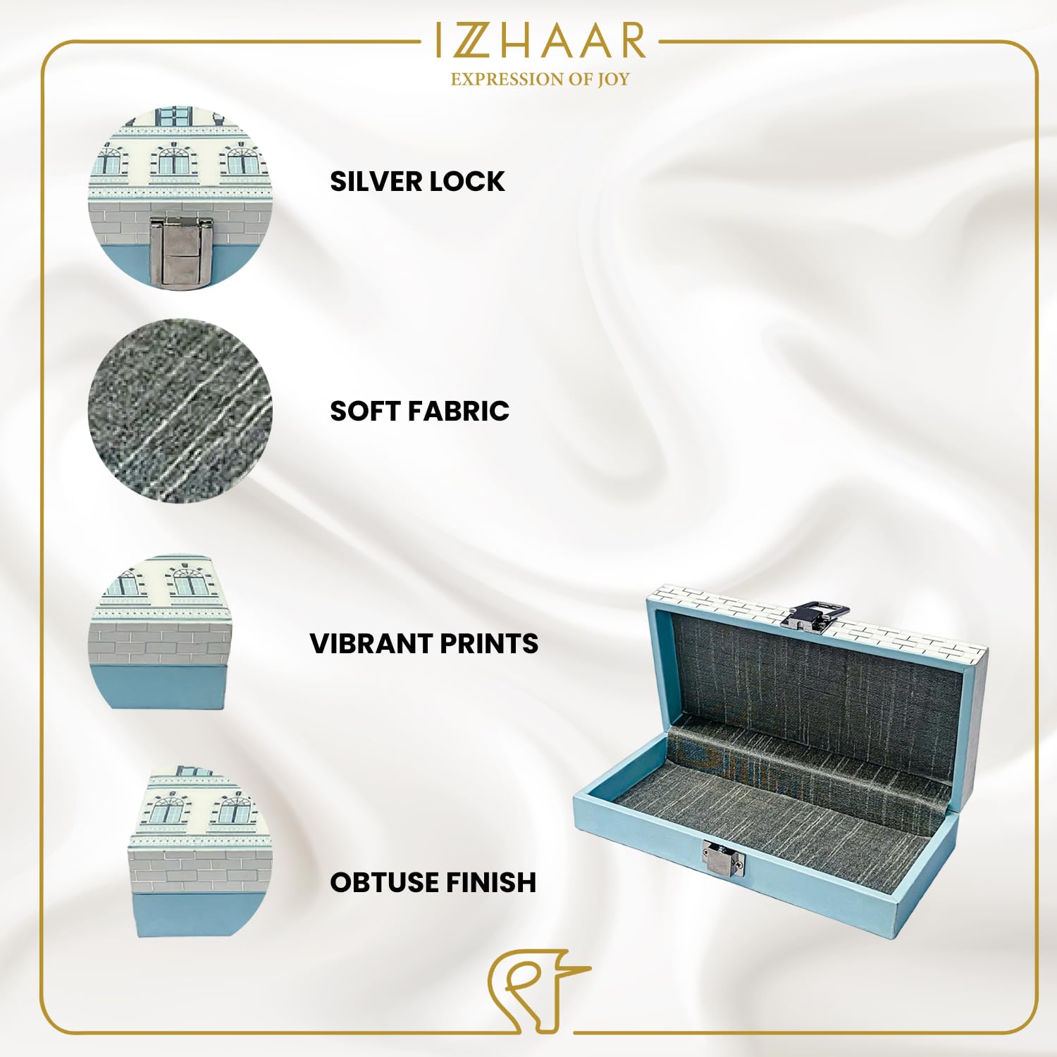 Roman Wooden Printed Cash Box Versatile For Shagun, Gifting, Gaddi, & Jewellery, Perfect For Shagun Envelopes, Wedding Gifts, Colour - Blue, Special Feature - Portable