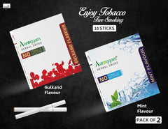 Aarogyam Herbals Pack Of 2 Flavours 100% Tobacco & Nicotine Free Cigarette For Relieve Stress & Mood Enhance Product Mint,  Gulkand - 10 Sticks X 2 Packets