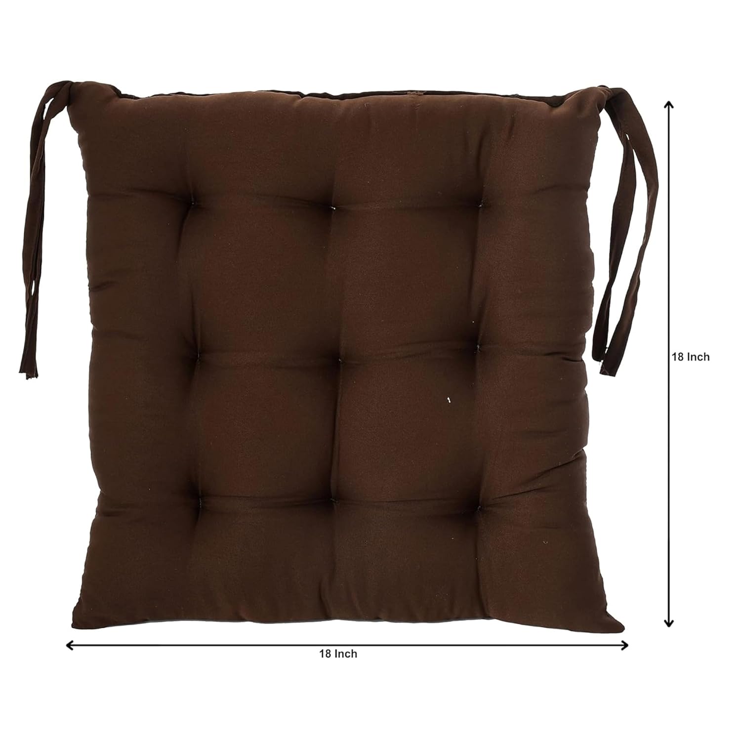 Chair Cushion Pad, Soft & Comfortable Sitting, Chair Pad - Brown Color | Microfiber Square Chair Pad With Ties | Chair Seat Cushion For Office & Home, Floor Pillow, Washable - Pack Of 2