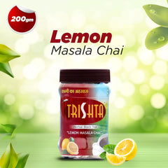 Trishta Herbal Lemon Black Tea - 200gm Barni, 7.05 Ounce | Lemon Masala Chai Healthy Tea - Loaded Herbs, Antioxidant | 10 Seconds To Prepare - No Preservatives, Low Caffeine