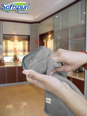 Softspun Microfiber Cleaning Cloths Towel 300 Gsm | Thick Lint & Streak-Free Multipurpose Cloths Automotive Microfibre Towels For Car, Bike Cleaning Polishing Washing Pack Of 5 (Grey)