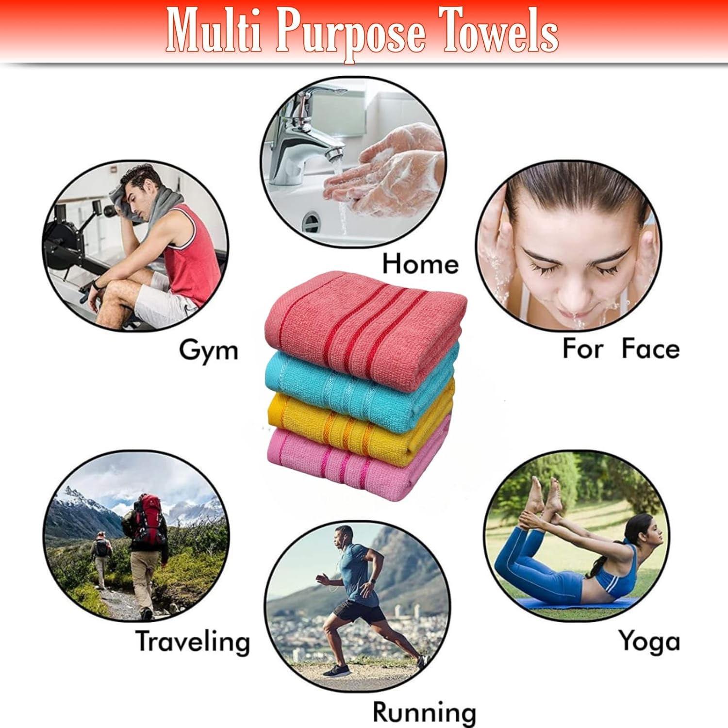Cotton Bolls Textiles Cotton Hand Towel 470 Gsm | Kitchen Towel 12 Pcs (Multicolor)