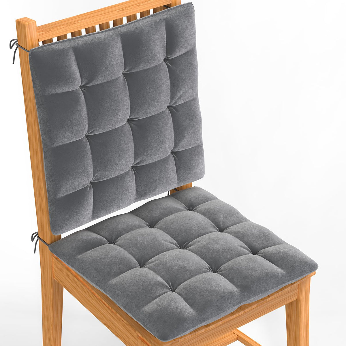 Square Chair Pads Cushion, For Comfortable Sitting, Grey Color - 40 X 40 Cm | Seat Cushions With Ties For Sitting, Pooja, Dining & Office Table | Furniture Cushion, Washable - Pack Of 2