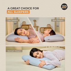 Orthopedic Memory Foam Pillow For Comfortable Sleep, Grey - 24 X 15 X 5 Inch | For Neck & Shoulder Pain Relief With Removable Zipper Grey Jacquard Cover | Back, Stomach Sleepers - Pack Of 1