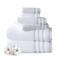 Mytrident Finesse 100% Cotton 2 Bath + 2 Hand & 2 Face Towels 1800 Gsm (White) -6 Piece