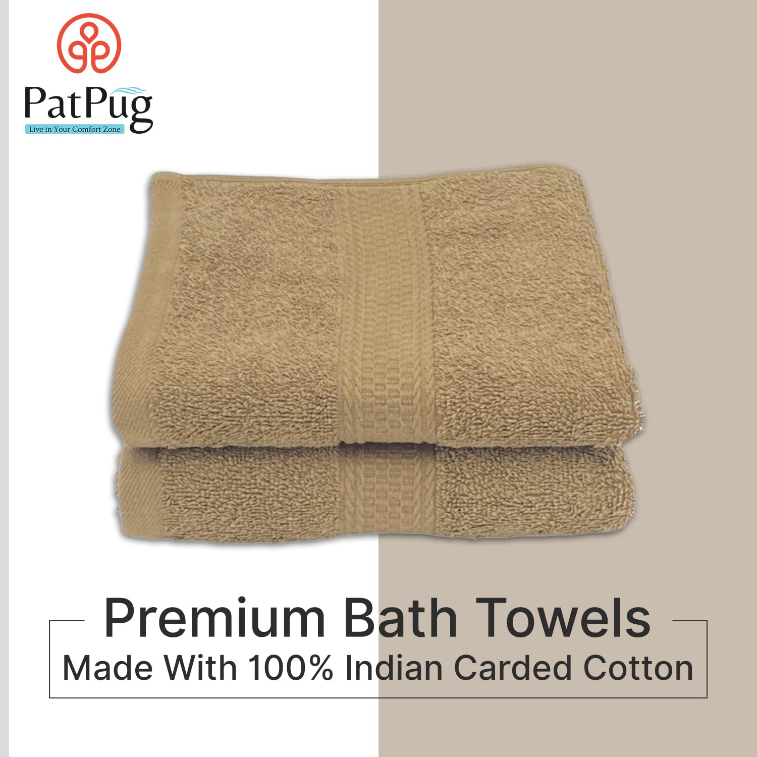 Patpug 100% Indian Ultra Soft Cotton Hand Towel 500 Gsm | For Gym, Workout, Yoga, Wash Basin (Sepia Brown) -2 Piece
