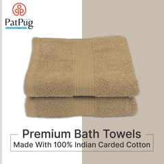 Patpug 100% Indian Ultra Soft Cotton Hand Towel 500 Gsm | For Gym, Workout, Yoga, Wash Basin (Sepia Brown) -2 Piece
