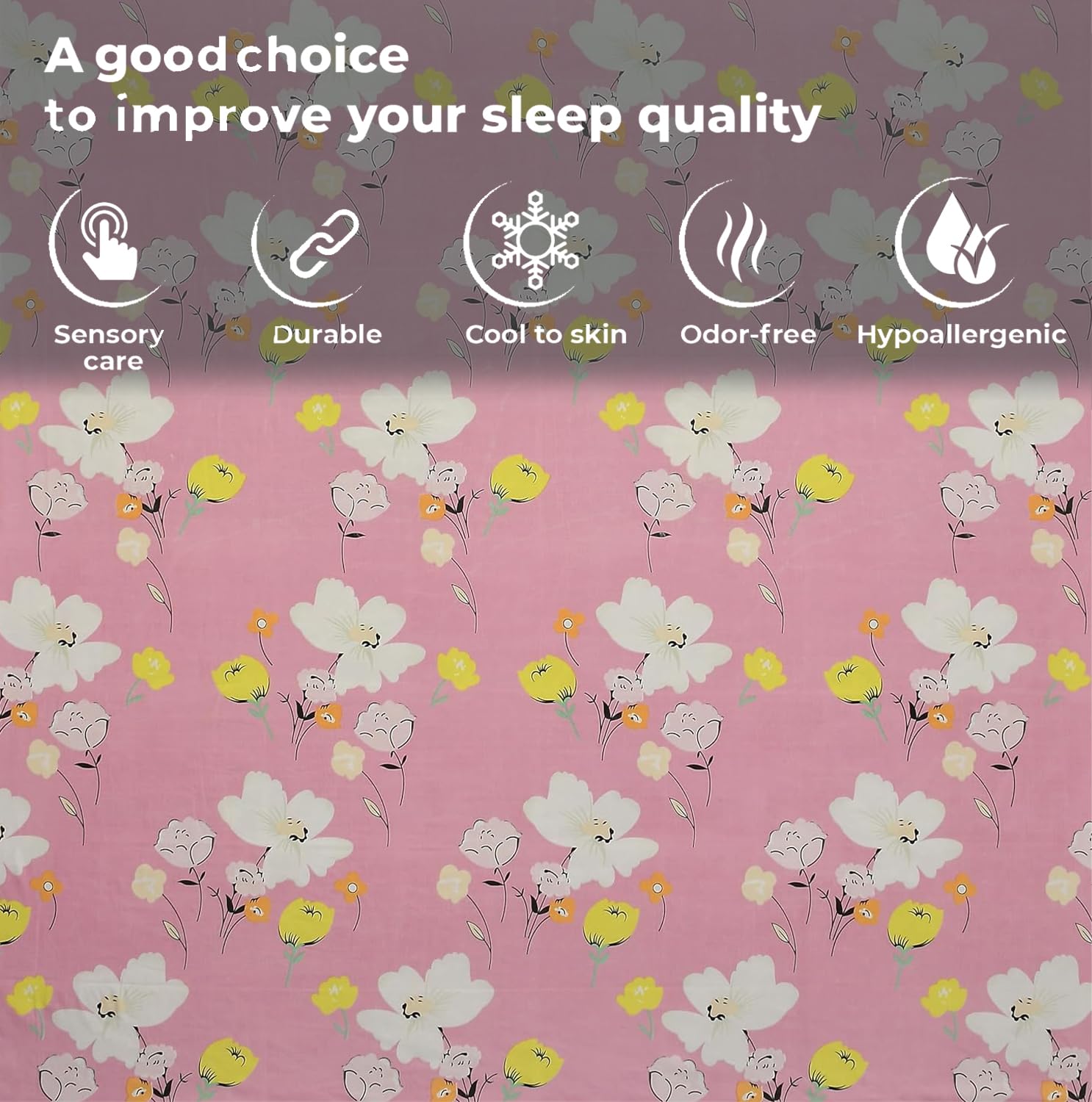 Microfiber Single Bedsheet Set With 1 Pillow Covers (60 X 90 Inches) Pink & White | Durable & Long-Lasting | 144 Thread Count | Wrinkle Free
