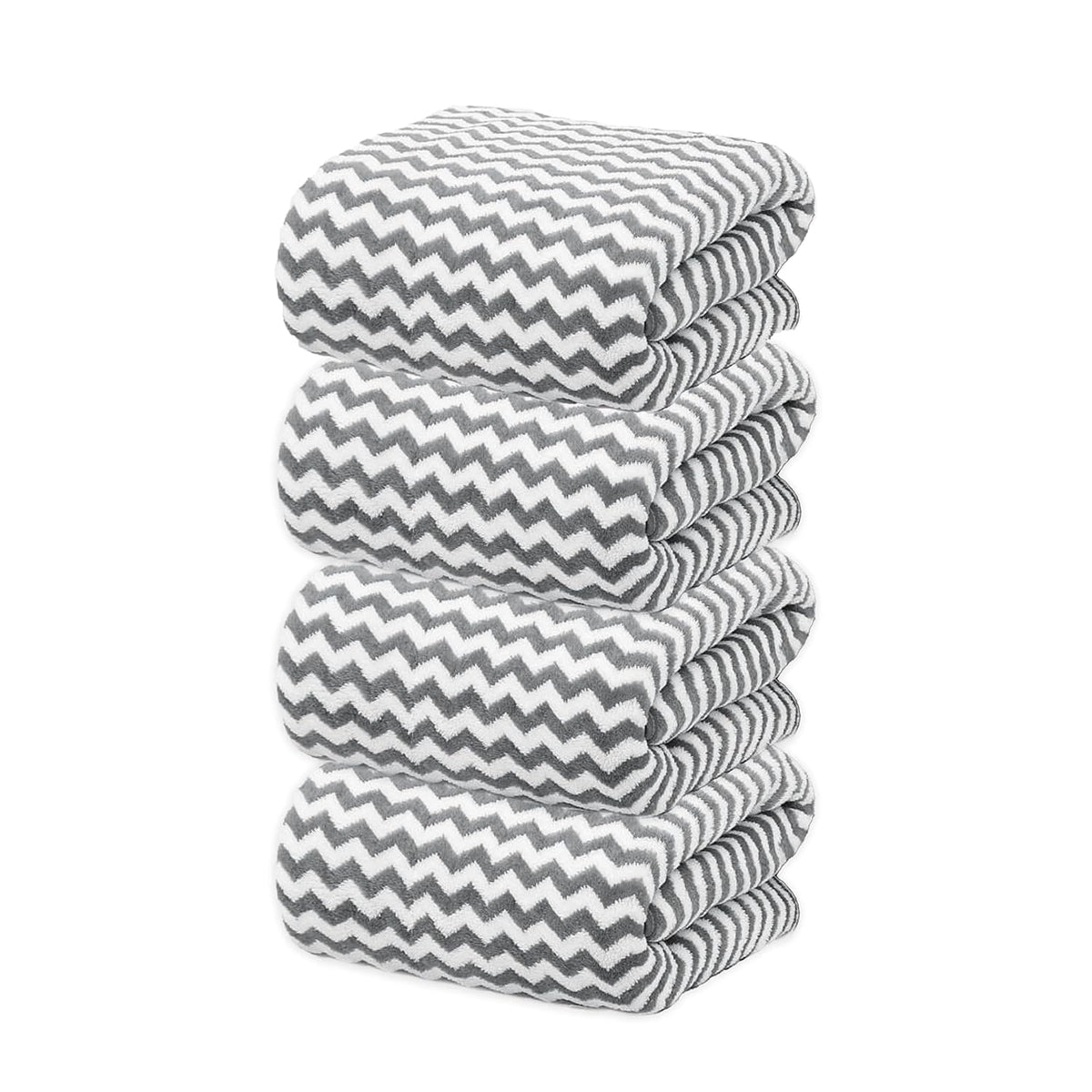 Black Gold The Finer Touch Microfiber Zigzag Bath Towel 1400 Gsm | Soft & Quick Dry Towel Lightweight & Absorbent Use For Men & Women (Grey) - Pack Of 4