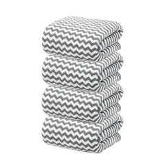 Black Gold The Finer Touch Microfiber Zigzag Bath Towel 1400 Gsm | Soft & Quick Dry Towel Lightweight & Absorbent Use For Men & Women (Grey) - Pack Of 4