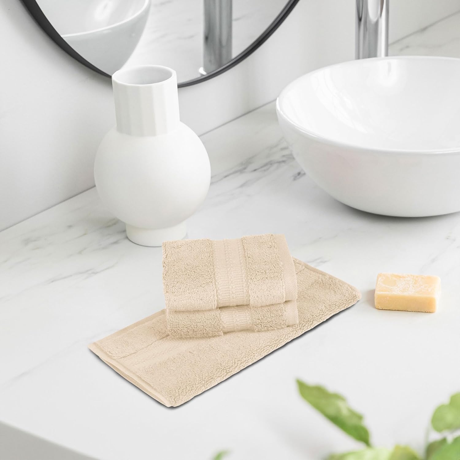 Mytrident Face Towels 600 Gsm | Nectar Soft Collection Wash Towel For Men & Women Face Towels - Chiffon Beige (3 Pcs)