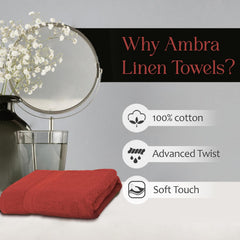 Ambra Linens 500 Gsm Highly Absorbent Towel 100% Cotton, Soft & Plush, All Seasons Use, Large, Everyday Use, Durable (Rust)