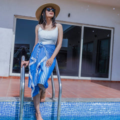Mush Bamboo Turkish Towel 280 Gsm | 100% Bamboo Ultra Soft, Absorbent & Quick Dry Towel For Bath, Beach, Pool, Travel, Spa & Yoga (Blue & Dk. Green)
