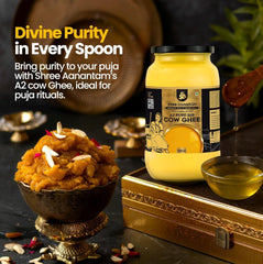 100% Natural A2 Gir Cow Desi Ghee By Shree Aanantam | Bilona Method Curd-Churned Pure A2 Desi Ghee For Bones Health | (500ml) 16.9 Ounce | Jar Pack