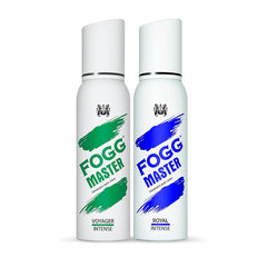 Fogg Master Royal & Voyager Intense No Gas Deodorant For Men | Long Lasting Perfume Body Spray 120 Ml 4 Fl.oz. Each Pack Of 2 | Gift Set For Men