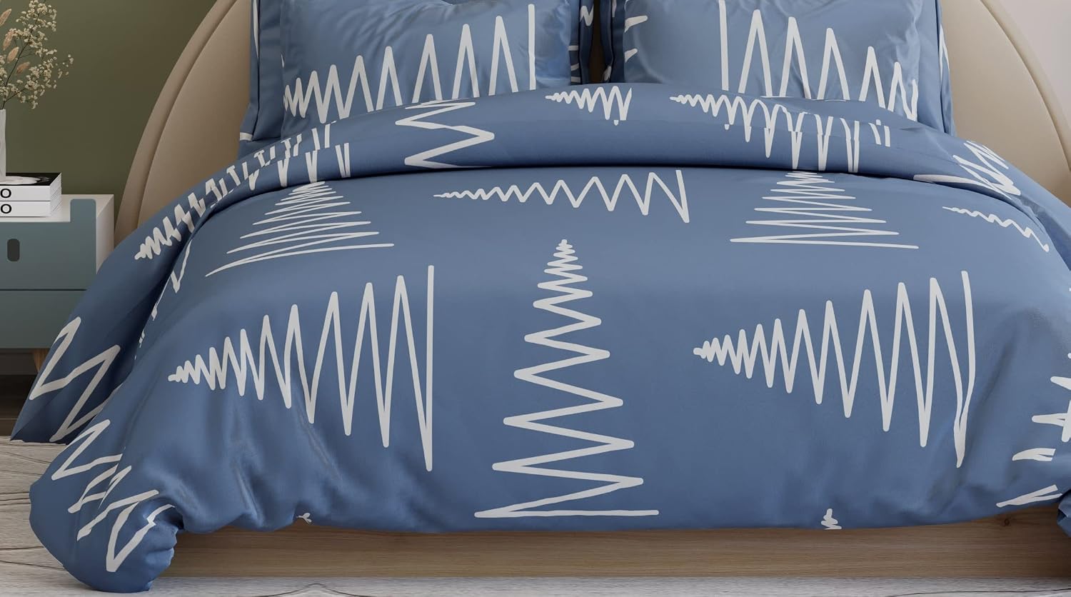 1 Single Glace Cotton Flat Bedsheet With 1 Pillow Cover & Single Comforter - 60 X 90 Inches, Dusk Blue | Soft & Durable For Everyday Use - All Season Comfort