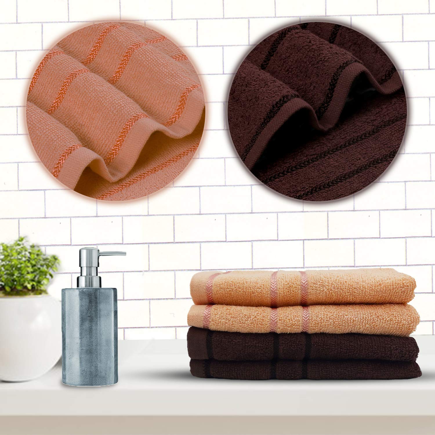 Sassoon Melrose 100% Cotton Hand Towel 800 Gsm | Highly Absorbent, Soft Material Perfect For Daily Use (Cocoa & Clay) -4 Piece