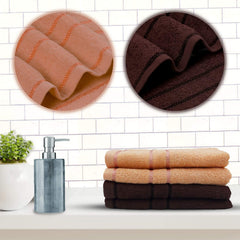 Sassoon Melrose 100% Cotton Hand Towel 800 Gsm | Highly Absorbent, Soft Material Perfect For Daily Use (Cocoa & Clay) -4 Piece