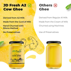 Pure Premium A2 Gir Cow'S Ghee By JD Fresh | Traditional Bilona Method Healthy Immunity Booster Natural Fresh Desi Cow Ghee Perfect For Baking | (1 Litre) 33.8 Ounce | Jar Pack